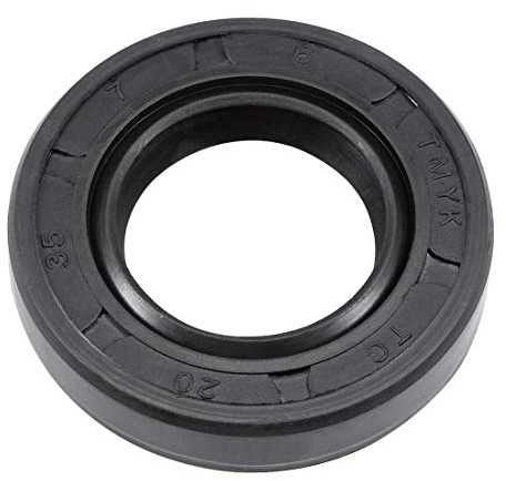 sourcing map Oil Seal, TC 20mm x 35mm x 7mm Nitrile Rubber Cover Double Lip with Spring for Bearing Shaft, Black Pack of 1