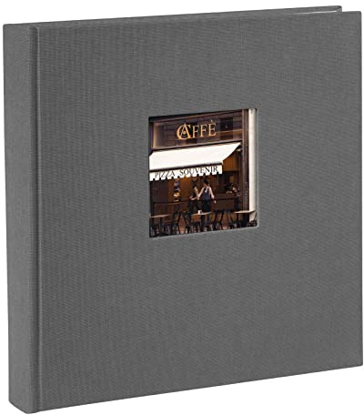 goldbuch 24 825 Fotoalbum mit Bildausschnitt, Bella Vista Grau, Erinnerungsalbum im Format 25 x 25 cm, Foto Album 60 weiße Seiten mit Pergamin-Trennblättern, Fotobuch mit Leineneinband, Anthrazit