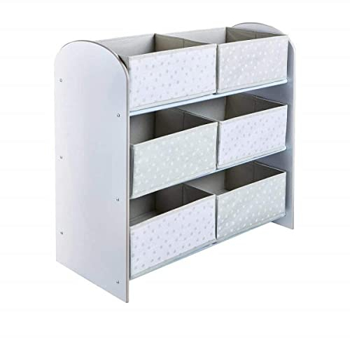 hellohome Regal zur Spielzeugaufbewahrung mit sechs Kisten für Kinder, One Size