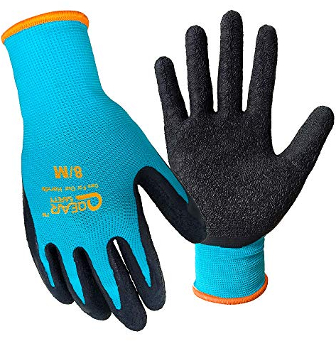 QEAR SAFETY 3 Paar Gartenarbeitshandschuhe, texturierte Latex-Handfläche für Griffigkeit, Dornfestigkeit und Wasser-/Schmutzresistenz, Medium