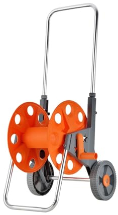 Fuxtec Chariot Dévidoir Enrouleur FX-SWG1 pour Tuyaux Jusqu'à 50 Mètres - Gris et Orange - sans Tuyaux Inclus