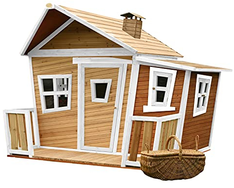 AXI Lisa Maison Enfant en Bois FSC | Maison de Jeux pour l'extérieur/Jardin en Marron & Blanc | Maisonnette/Cabane de Jeu avec des fenêtres & véranda
