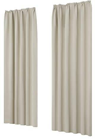 Deconovo Vorhänge Wärmeisolierend mit Kräuselband Sichtschutz Curtain Creme