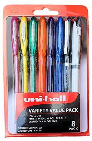 Uni-ball Blandat variationsvärde 8-pack UM-120 UM-170 UB-247 UB-150 ögongel penna presentset
