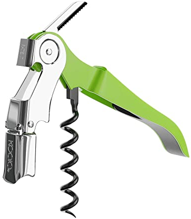 Sacacorchos Dos Tiempos Doble Palanca, AC Bistro, Espiral Teflón Anti‑desgarro, Acero Inoxidable, Color Verde