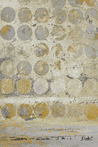 Feeling at home LEINWANDDRUCK im SCHATTENFUGENRAHMEN Punkte auf Gold I Pinto Patricia - Abstrakt vertikale Kunstbilder im Holzrahmen cm_57_X_37