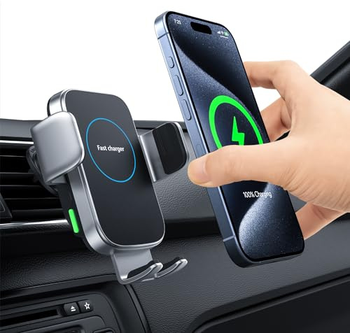 Wireless Car Charger, 15W Auto-Clamping Charger Mount, Air Vent Car Charging Holder for iPhone 15 14 13 12 11 Pro Max Plus Mini X Xr Xs, Samsung S23 S22 S21 S20 Note 20, Google, LG, etc