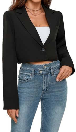 Blazer Elegante Donna, Blazer Da Donna Completo Nero Bottone Con Risvolto Alla Moda Cardigan Aperto Sul Fronte Manica Lunga Giacca Da Lavoro Casual Da Ufficio Giacca Da Blazer Per Donna Giacca Blaze