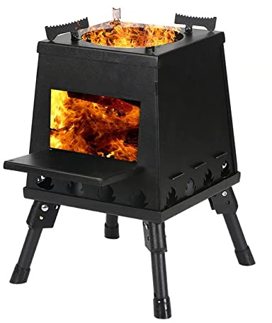 Camp Stoves, Portable Camping Wood Stove, Foldable Wood Burning Stove With Storage Bag, Freestanding Multi Fuel Camp Stove for Home and Outdoor,Black