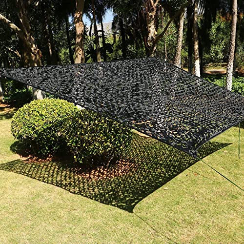 Rete Mimetica Nera Rete Ombreggiante 2x3m 3x5m 4x5m 4x6m 8x10m Camouflage Net Militare A Doppio Strato, Per Campeggio Caccia Decorazione Festa In Giardino Rete Protezione Solare ( Size : 6x8m/19.6x26.