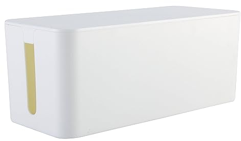 RICOO Nascondi Cavi Scatola Cavi Z3201-W - Organizza cavi, scatola per gestione cavi con 2 aperture laterali, ideale per scrivania, 32 x 13,5 x 12,7 cm, Bianco.