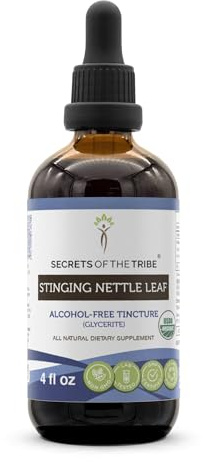 Secrets of the Tribe Stinging Nettle Leaf USDA Organic | Alcohol-Free Extract, High-Potency Herbal Drops | Made from 100% Certified Organic Stinging Nettle (Urtica Dioica) Dried Leaf (4 oz)
