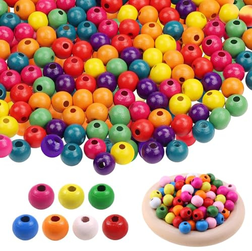 1000 Pezzi Perline In Legno Colorate Naturale con Foro Palline Legna 8 mm, Perline Legno Colorate Assortiti Rotondi Perle Gioielli Naturali, Per Braccialetti Collane Lavoretti Fai Da Te Decorazioni