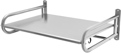 Estantería de acero inoxidable para microondas, soporte de pared, microondas, horno, soporte de pared, estante con 6 soportes, estante para microondas, estante de pared de acero inoxidable