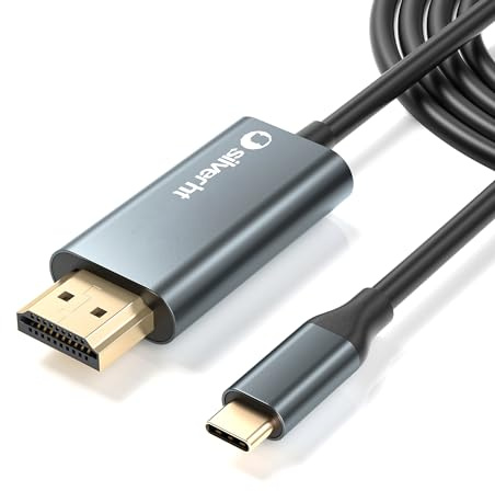 Silver HT - Logan 4K Connect USB C a Conexión HDMI. Compatible con Smartphones, tablets, PC, portátiles, notebooks y Macbook/MacStudio. Ideal Para Uso Diario Con Longitud de Cable 1,8 Metros