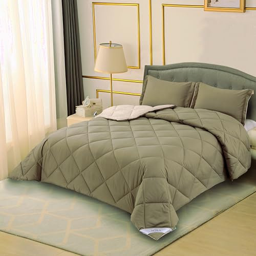 NORA HOME Piumone Letto Singolo Invernale 180x260 Beige Reversibile. Antiacaro Antibatterico Fibra 3D. Livello Termico Molto Elevato 4.5/5. Piumino Caldo 400 gr/m² - BICOLOR