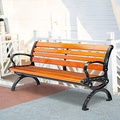 SORVA Gartenbank für die Terrasse, Parkbank aus Metall, Zweisitzer-Stuhl aus rostfreiem Aluminiumguss, Bankstuhl für Park, Hof, Terrasse, Deck, Rasen, Sitzgelegenheiten für den Außenbereich (Größe