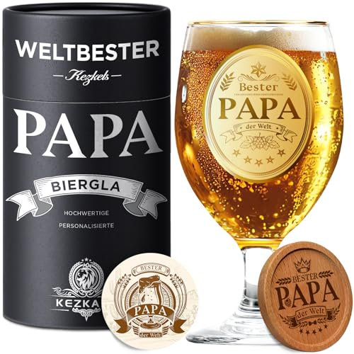 KEZKALS Regalo para el día del padre para papá, vaso de cerveza con grabado, regalo del día del padre, regalo personalizado mejor papá regalo de cumpleaños