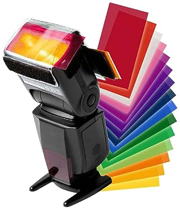 jojofuny 2 Sets 12 Color Gel Filters for Flash Units, Special Effect Filters with Color Temperature Correction, Lightweight Design for Photography