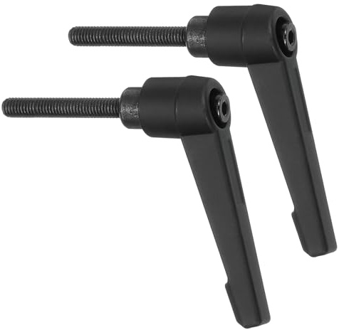 sourcing map 2 pomos ajustables M5 x 32 mm, rosca macho, trinquete de liberación rápida, perno giratorio para maquinaria de torno, color negro