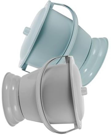 minkissy Unisex Chamber Pot 2pcs Plastic Spittoons with Lids, Drop-Resistant and Reusable Urine Pots for Household Use, Suitable for Adults, Bedside Urinal for Both Men and Women