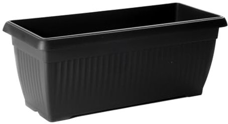 B2C Balcony box Trough Plant Pot Plastic Bel Garden Patio Planter Terra 60 70 80cm Rectangle Classic Terracotta Anthracite Long Flower Pot (Anthracite, 80cm)