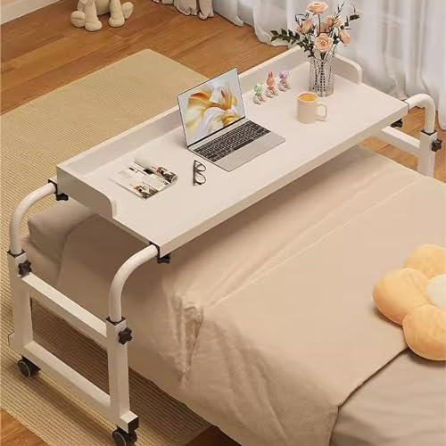 Table de lit à roulettes, bureau mobile avec plateau de nourriture réglable en hauteur, table médicale roulante, table de lit pour ordinateur portable, table de lit debout, taille King (coul