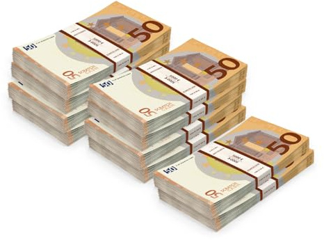 Scratch Cash Euro Box – 10 mazzette da 100 Banconote l'una di € 50 - Banconote Finte Euro, (50.000 Fac-Simile Euro), Dimensioni Reali