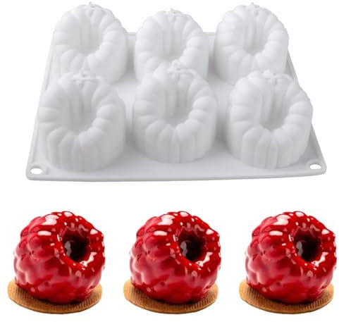 DUBENS Moule en silicone 3D pour mousse aux fruits, moule polyvalent en forme de framboise et fraise pour gâteaux, chocolats et créations de pâtisserie