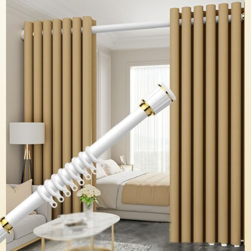 Bastone telescopico regolabile per tende da esterni, estensibile 5 m, senza foratura, colore crema per tende da porta, 499,9 cm