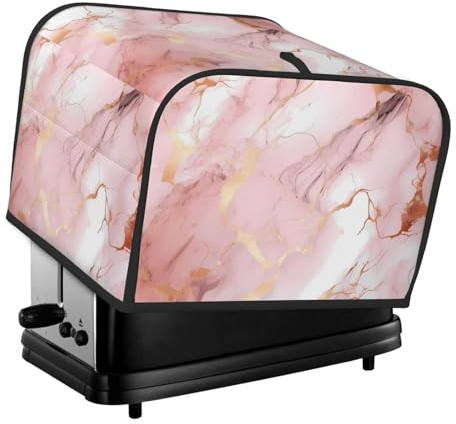 Mexpekil Pink Rose Gold Marble Print 4 Slice Toaster Cover Waterproof Appliance Covers with Hanging Loop Dustproof Bread Toaster Protector for Kitchen