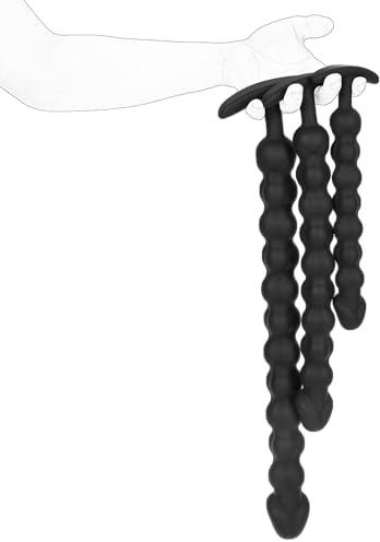 Jixaxe 42CM Extra Lange Analplug Analkugel Silikon Anal Kette Beads Analdildo Mit T-förmigem Fuß Buttplug Schwarz Dildo Flexible Anus Masturbator Prostata Massager Analspielzeuge für Männer Frauen (S)