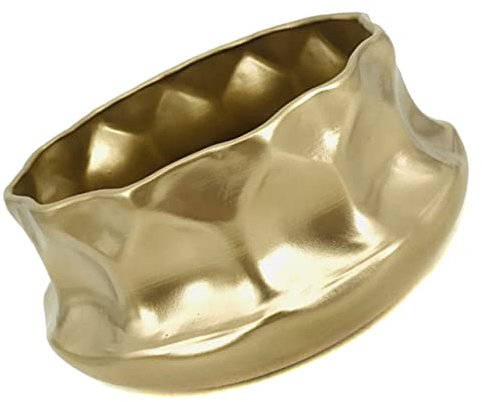Happyyami Maceta Decorativa de Hierro Dorado Diseño Martillado, Resistente y Duradera, Adecuado para Suculentas, Flores Artificiales y Decoración del Hogar