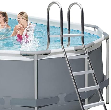 BOTOWI Escalera de Salida de 4 escalones Escalera de Piscina de Acero Inoxidable Escalera de Acceso a la Piscina de Doble Cara para Piscinas de Pared Alta de 52, Capacidad de 550 Libras