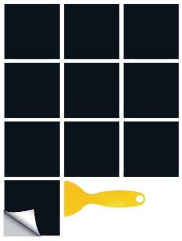 Hixingo Carrelage Adhesif Mural Cuisine, 20 Pièces Salle de Bain, Couleur Unie Rectangulaires Credence Adhesive pour Cuisine, Dalle Pvc Adhesive Murale Carrelage Autocollant (Noir,20x20cm)