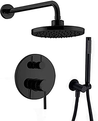 Rubinetto per Doccia da Bagno, Set Doccia Nero, Set Doccia da Bagno, Set Doccia, Braccio deviatore, Miscelatore Manuale, doccetta con soffione, soffione a Goccia