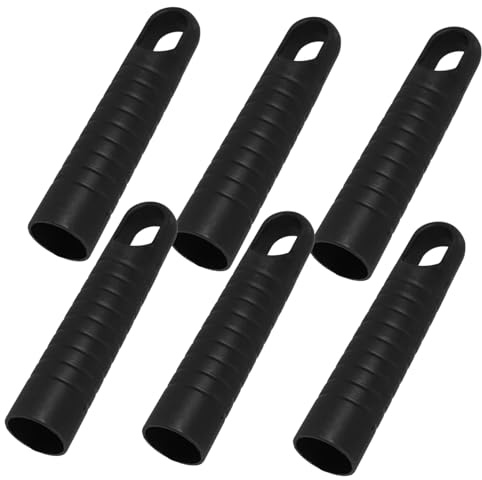 CIYODO 6pcs Broomstick Handle Grips Black Pp Mop Handle End Sleeve for Hand Protection and Timesaving in Floor Cleaning Broom Accessories