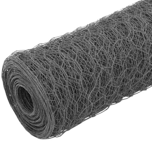 Clôture métallique en acier avec revêtement en PVC - 25 x 0,75 m - Gris - Bordure de jardin robuste pour animaux de compagnie et enfants - Résistant aux intempéries - Durable - Montage facile