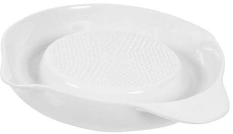 Plato Rallador de Porcelana Blanco de Cerámica para Ajo y Tomate