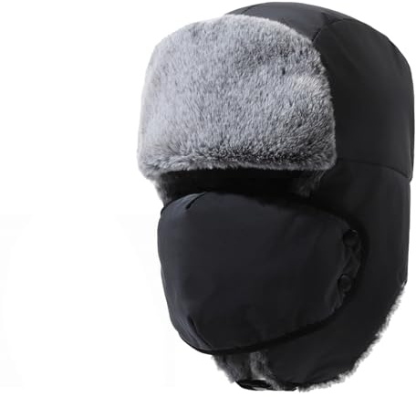 flintronic Unisex Winter Warm Hat, Winter Fliegermütze mit Ohrenklappen, Trapper Hat Faux Fur Aviator Hat, für Ice Skating Skiing, and Other Outdoor Activities
