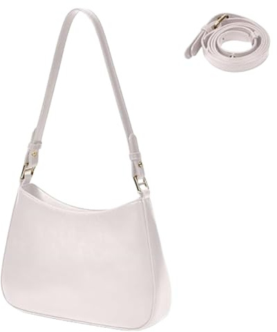 GWAWG Leather Bag for Woman,Shoulder Bag Y2K Clutch Purse for Women With 2 Adjustable Strap,Crossbody Bags,Leathers Women's Hobo Bags,Crescent Hobo Handbag,Underarm Purse (white)
