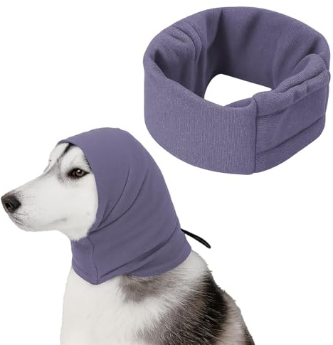 Ohrenschutz Hund, Hunde Gehörschutz Für Ruhe Und Wärme, Baden, Trocknen Und Linderung Von Lärmangst,Ohrenschützer Für Hunde Mit Verstellbarem Design, Dunkelviolett, Größe M
