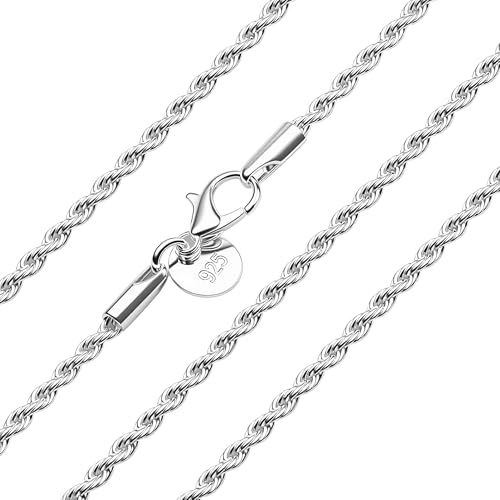 LUXYSODE 925 Sterling Silver Necklace for Women Snake chain necklace Twisted rope necklace Multiple Lengths 16-24 Inches Gifts or Pendant Replacement (Twisted Rope Chain, 22 inch / 55 cm)