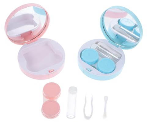 HOLIDYOYO 2 Sets Reusable Portable Cases Dual Color Contacts Holder for Outdoor Travel Sturdy and Storage Box for Daily Lens Protection