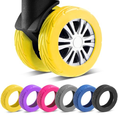 8 PC Copertine per ruote per bagagli ad aggiornamento, valigie per bagagli, coperture protettive per la ruota silicone resistenti all'usura per la ruota di filatore da 2-2,4 