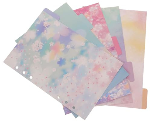 LALAFINA A5 Page Dividers for Ring Binders 5 Sheets of Punched Binder Dividers with Index Classified Labels for Document Separation and Quick Reference at Work or School Random Style