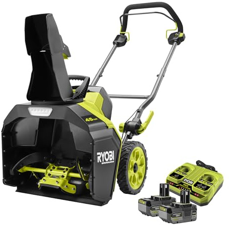 RYOBI 18 V ONE+ Akku-Schneefräse RY18STX45A-240, 45 cm Räumbreite, inkl. 2 x 4,0 Ah Akku und 2,0 A Ladegerät