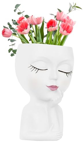 Vaso Per Fioriera - Vaso Per Piante Grasse Con Testa In Resina, Contenitore Per Fiori Per Interni Ed Esterni Con Foro Di Drenaggio | Portapiante Decorativo Con Simpatico Viso Di Per Scrivania,