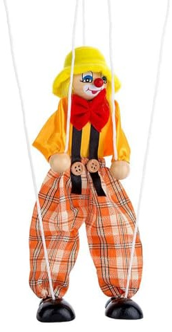 Roliga färgglada marionetter, 24 cm trädockor med rörlig konst för fantastiska spel och fester för män och kvinnor i familjen, gul