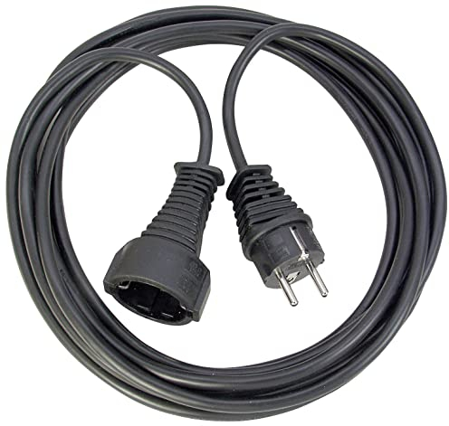 Brennenstuhl Qualitäts- Kunststoff-Verlängerungskabel mit Schutzkontakt-Stecker und -Kupplung (Verlängerungskabel für innen mit 10m Kabel) schwarz